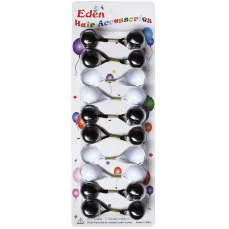 10 Vavas - Hair Bobbles - Elastiques avec boules décoratives - Noir et Blanc