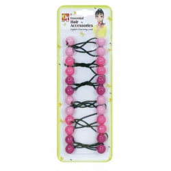 12 Hair Bobbles - Elastiques avec boules Pink