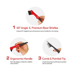 Brosse Edge Professionelle Angle 45° - 100% Poils de Sanglier