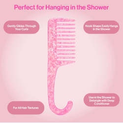 Rizos Curls – Peigne de Douche Rose avec Crochet
