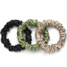 Trio de Mini chouchou en Soie VEGAN - Vert/Noir/Nude