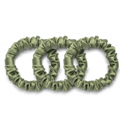 Vegan Silk Mini Scrunchies – 3-Pack - Sage Green