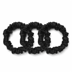 Trio de Mini chouchou en Soie VEGAN - Noir