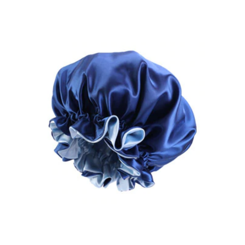 Ajustable Satin Lined Bonnet - Double Layer - AFRO KURLY - Royal Blue/Light Blue