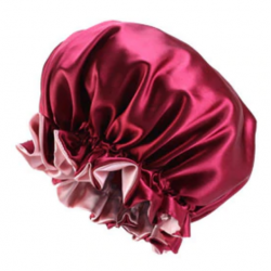 Ajustable Satin Lined Bonnet Ajustable - Double Layer - AFRO KURLY - Burgundy/Pink