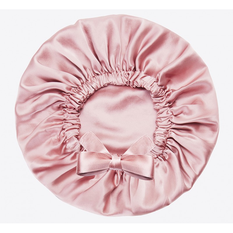 Bonnet de nuit rose en soie de murier Akisha