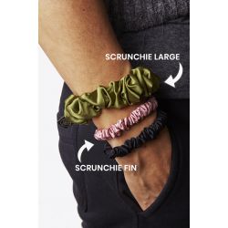 Gentle Kiss - Scrunchie en Pure Soie de Murier - 19 mommes - Liquorice - Large